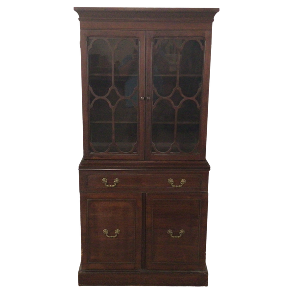 Antique Mahogany Glass Door Cabinet