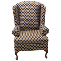 Navy And Tan Wing Back Chair