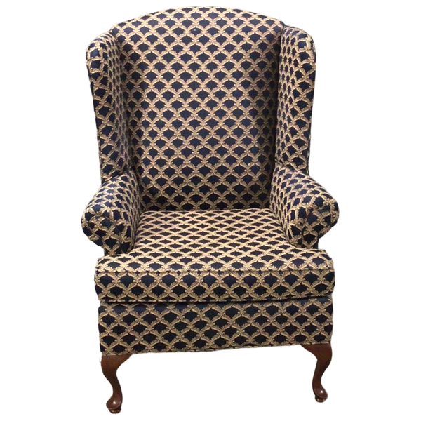 Navy And Tan Wing Back Chair