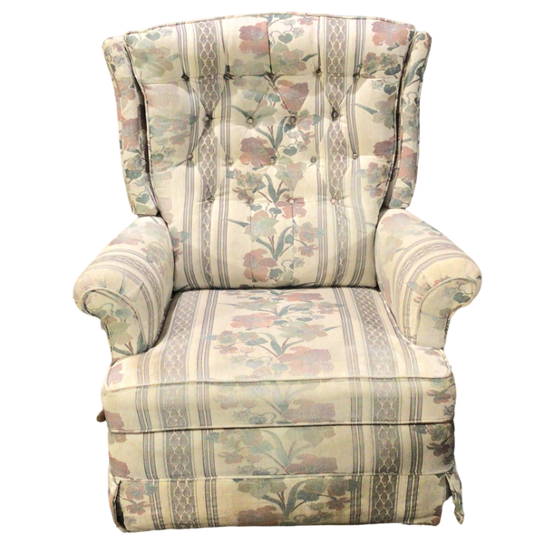 White Floral Print Recliner