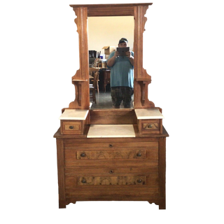 Antique Marble Top Dresser With Mirror