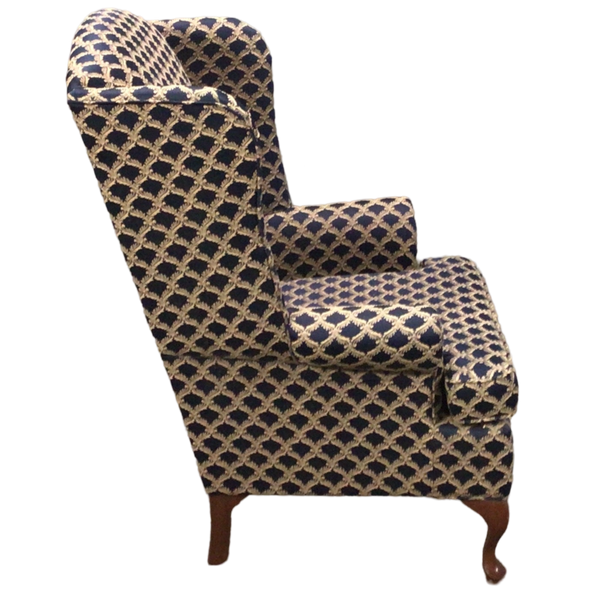 Navy And Tan Wing Back Chair