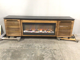 Louvered door electric fireplace
