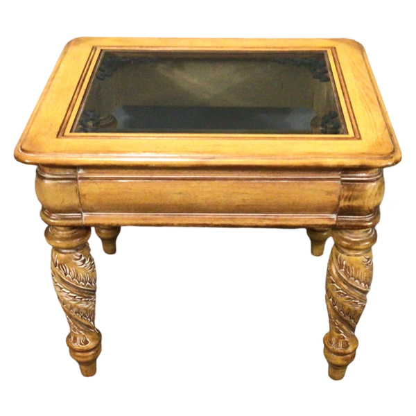 Blonde Glass Top End Table