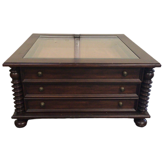 Lane Two Drawer Glass Top Coffee Table