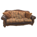 Brown Leather And Floral Sofa