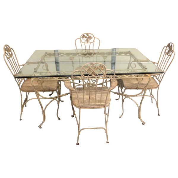 Iron Dining Table With Glass Top