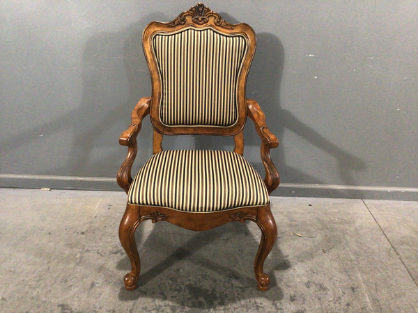 Ethan Allen Pinstripe Wooden Armchair