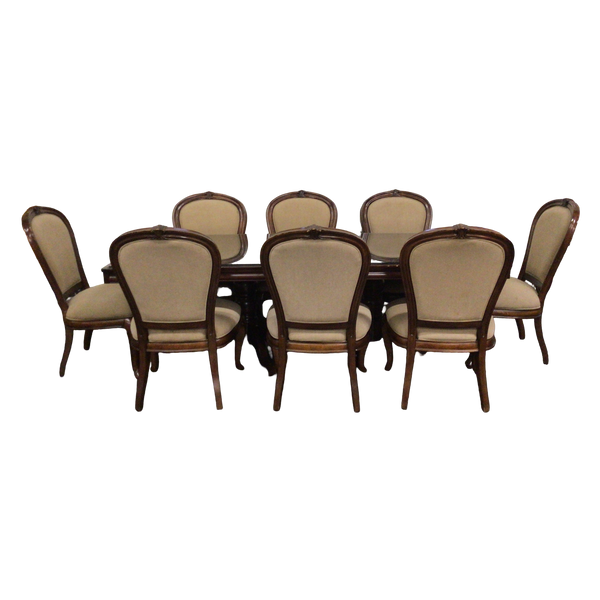 Nine Piece Dining Set With Glass Top