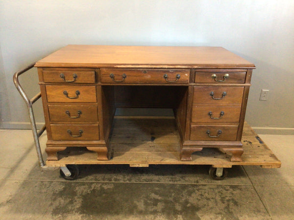 Solid wood eight drawer desk