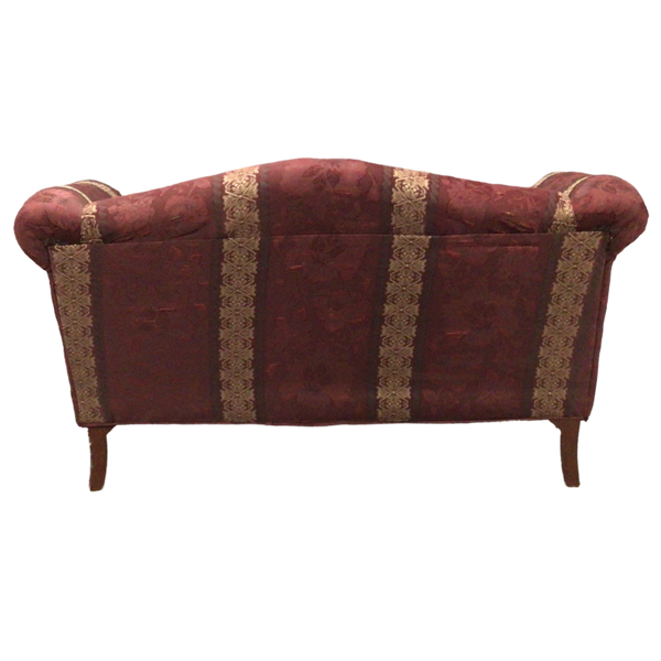 Burgundy Floral Pattern Loveseat