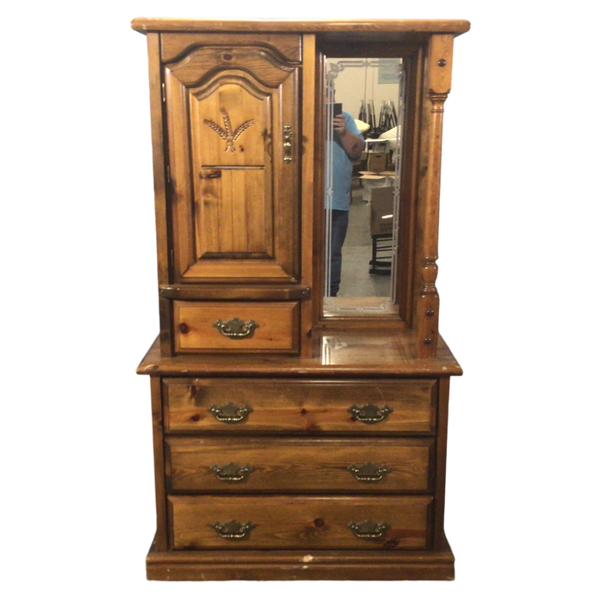 Tall Pine Dresser With Mirror