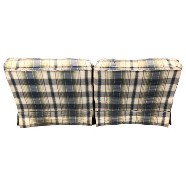 Blue Plaid Reclining Sofa