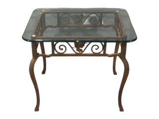 Cast Iron Glass Top Side Table