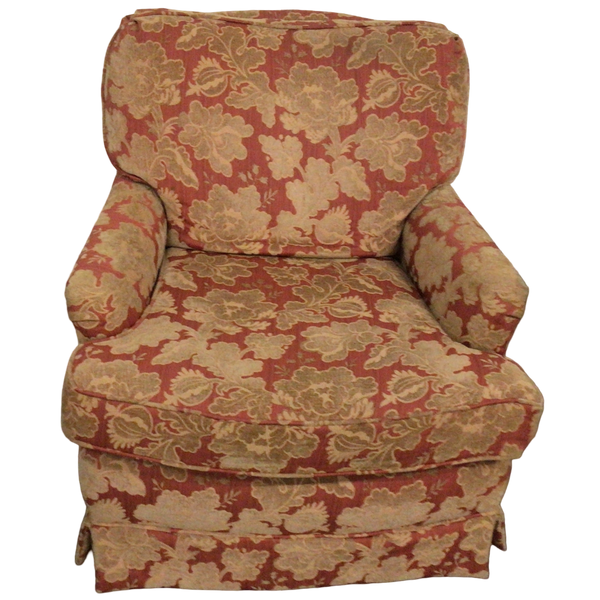 Gold And Red Floral Print Arm Chair