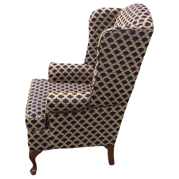 Navy And Tan Wing Back Chair