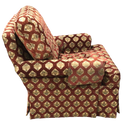 Red Patterned Chair With Ottoman