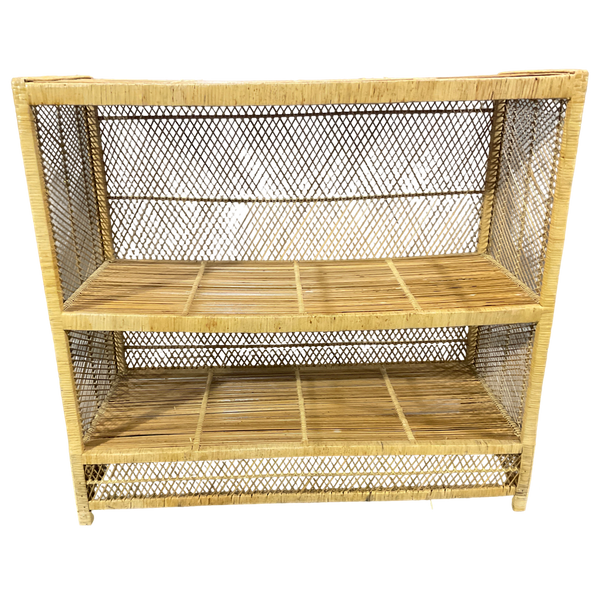 Blonde Wicker Bookcase