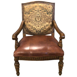 Wood And Leather Armchair