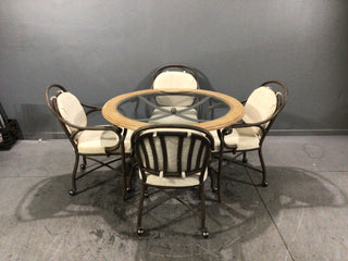 Round Glass Top Table and Chairs