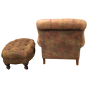 Suede Leather Chair With Ottoman