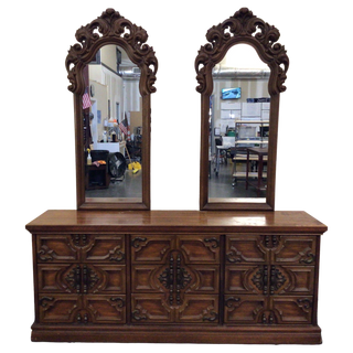 Pecan Finished Dresser With Mirror
