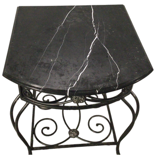 Wrought Iron End Table With Marble Top