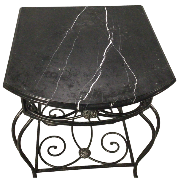 Wrought Iron End Table With Marble Top