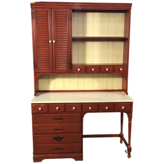 Red Pennsylvania House Desk With Hutch