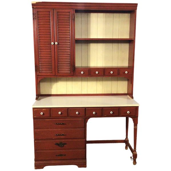 Red Pennsylvania House Desk With Hutch