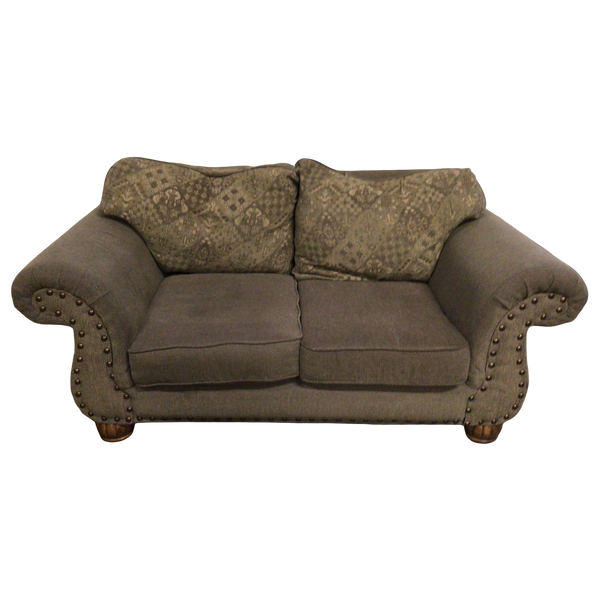 Brown Rolled Arm Loveseat