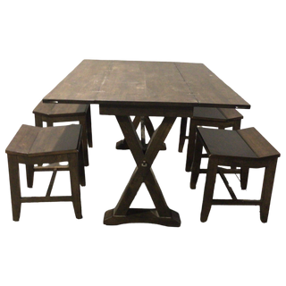 Folding Leaf Farm Table With Four Stools