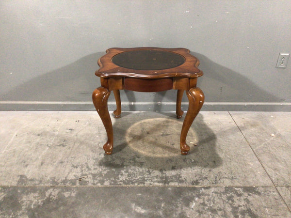 Oak Glass Top Side Table