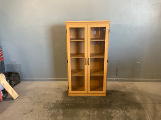 Oak Bookcase With Glass Doors