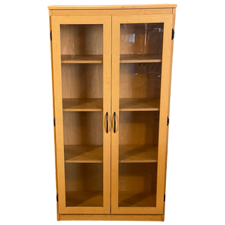 Oak Bookcase With Glass Doors