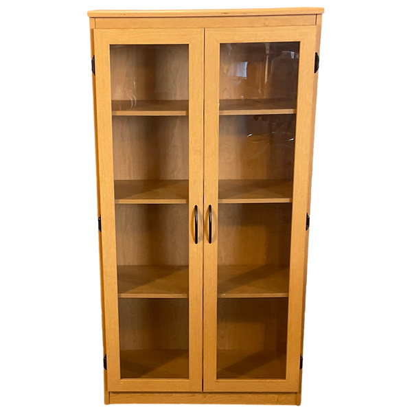 Oak Bookcase With Glass Doors