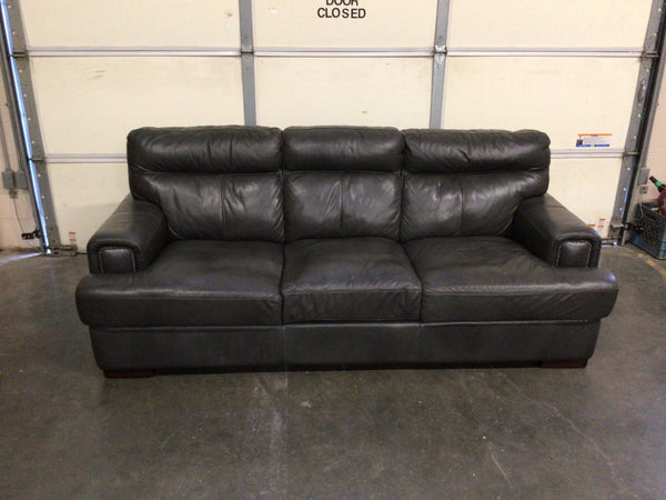Dark grey leather sofa