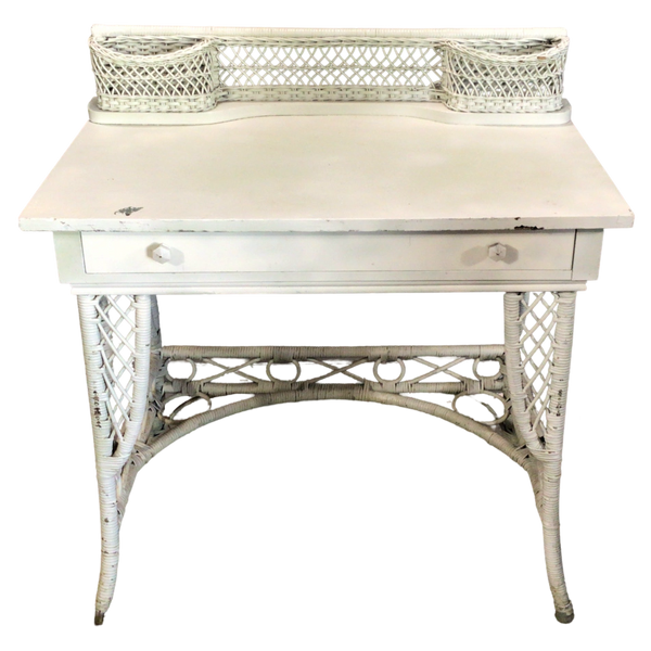 White Wicker Desk