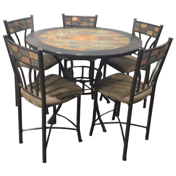 Faux Stone Top Dining Table With Five Chairs