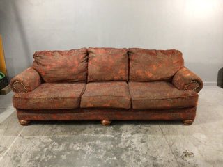 Red patterned sofa