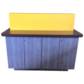 Blue And Yellow Reception Desk