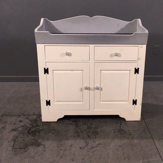 Gray and White Side Cabinet