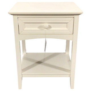 White Single Drawer End Table