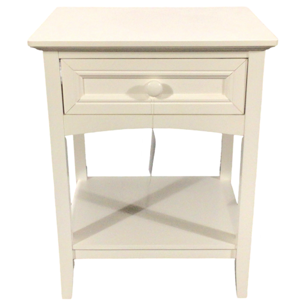 White Single Drawer End Table