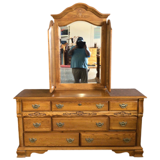 Oak Dresser With Mirror