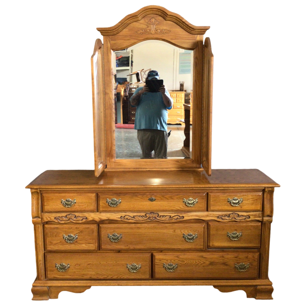 Oak Dresser With Mirror