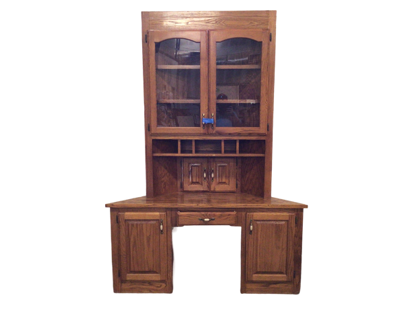 Oak Corner Desk with Hutch