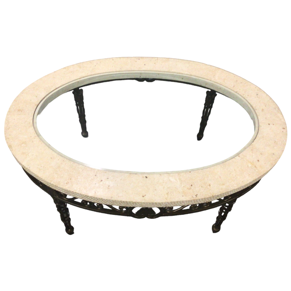 Faux Stone And Glass Top Coffee Table