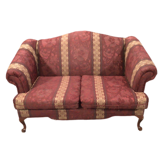 Burgundy Floral Pattern Loveseat