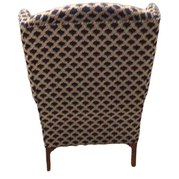 Navy And Tan Wing Back Chair